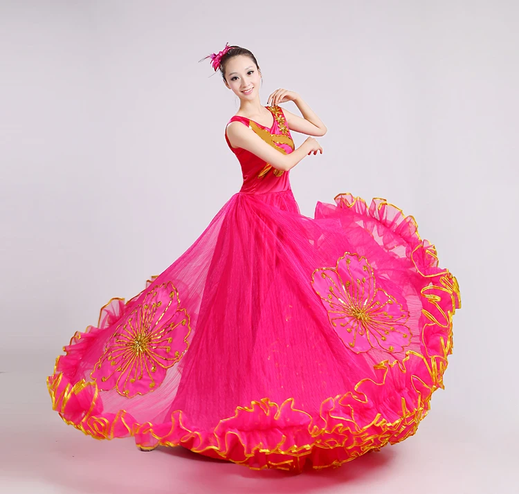 Платье для женщин Bullfight испанское платье танцев длинные юбки девочек красное