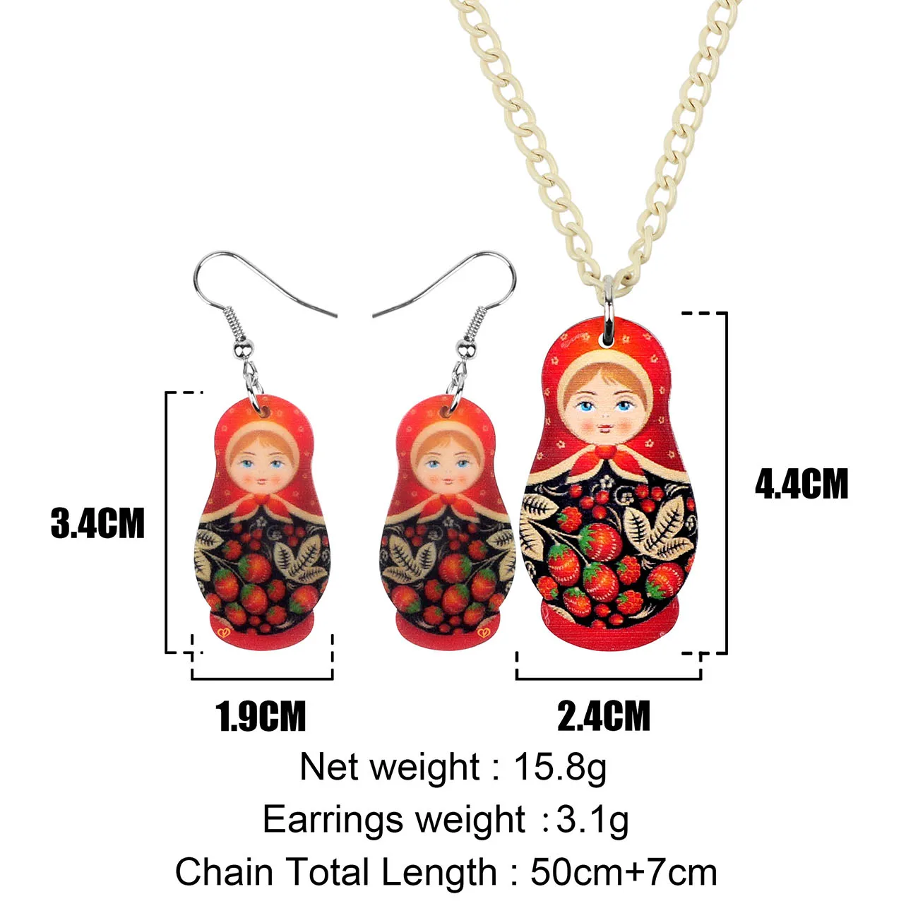 WEVENI Акриловые Ювелирные наборы красный фрукт русская Кукла Ожерелье Серьги