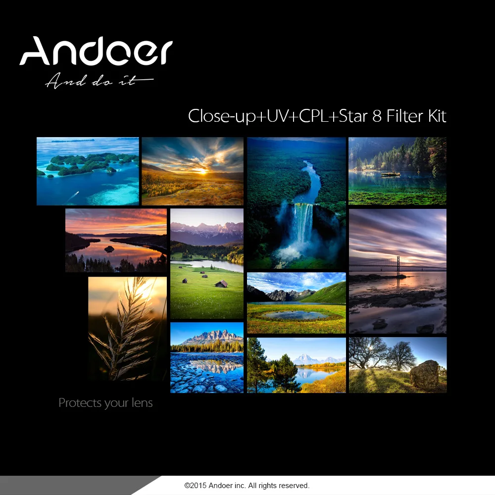 Фильтр для фотостудии Andoer 40 5 мм UV + CPL Star8 Close-up (+ 1 2 4 10) объектива камеры Canon Nikon Sony DSLR