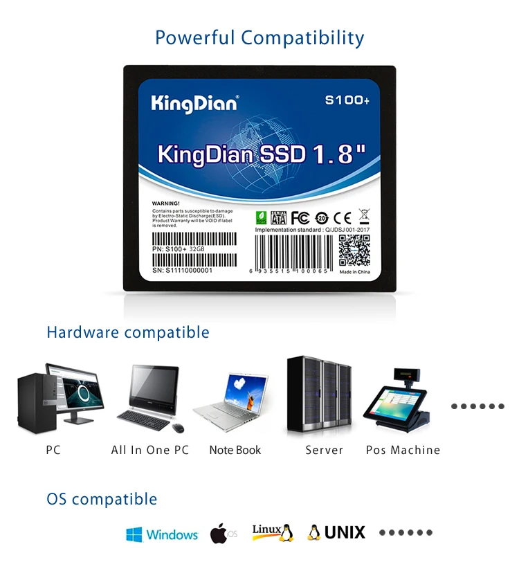 KingDian 1,8 SATA SATA2 внутренний SSD жесткий диск твердотельный диск SSD 8 ГБ 16 ГБ 32 ГБ