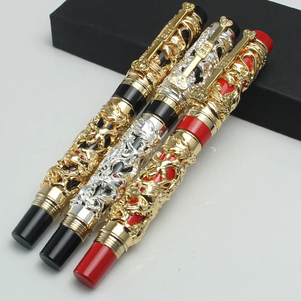 Новейший дизайн Jinhao шариковая ручка с драконом и Фениксом серебристо серого