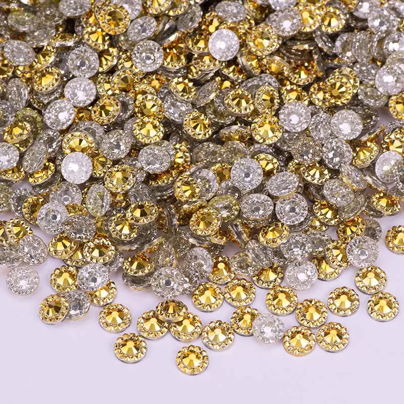 Gold JUNAO 4 5 6 мм Розовый AB круглой формы в форме цветка Стразы для ногтей с украшением в виде кристаллов со стразами наклейки плоская задняя част смола камни для ювелирных изделий Ремесла - Цвет: Gold