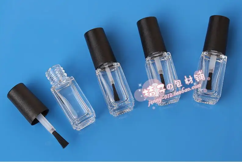 

Free Shipping 4ml Clear Lucency Glass Nail Polish Empty Quadrate Bottle with Little Brush Glass Empty Cosmetic Containers