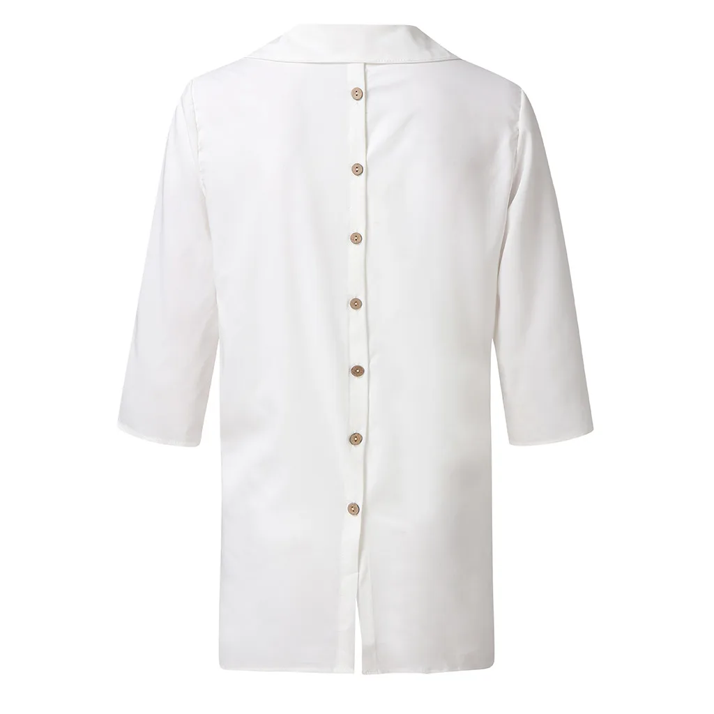 Женская футболка винтажная однотонная хлопковая Футболка с рукавом три четверти