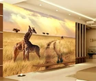 Пользовательские фотообои Жирафы Африканское пастбище животные ТВ фон Наклейка на стену для детской спальни Фреска