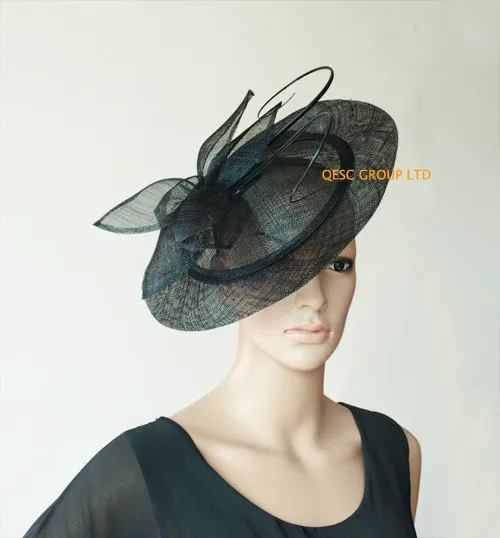 Новая оптовая продажа оранжевый фуксия большой головной убор Sinamay Вуалетка шляпы