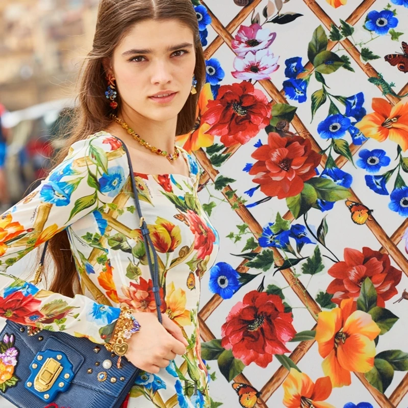 The Fence Design Digital Printing недорогая шифоновая ткань для платья модная тканевая с