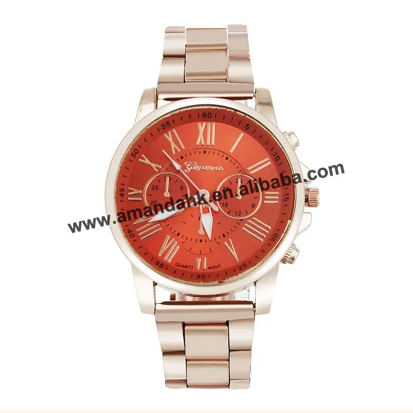 nice belt orange Женские часы GENEVA Roman Number Hours Case повседневные часы аналоговые Мужские кварцевые наручные часы GENEVA - Цвет: nice belt orange
