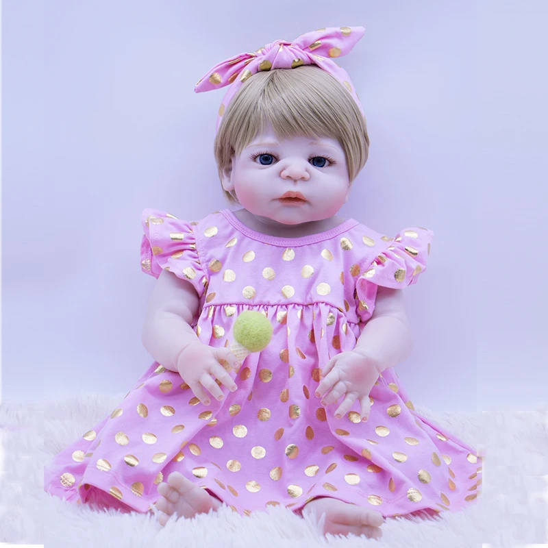 100% ручная работа силиконовые куклы Новорожденные с белой кожей платье в розовый