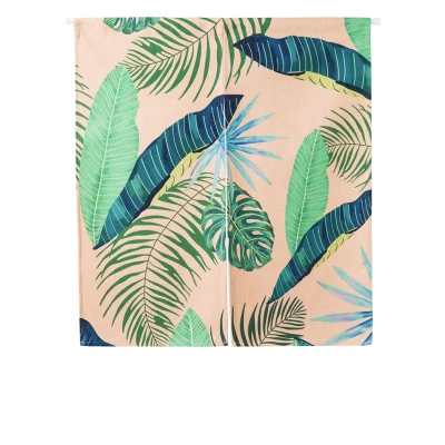 Японский стиль льняная хлопковая занавеска с листьями растений украшение для