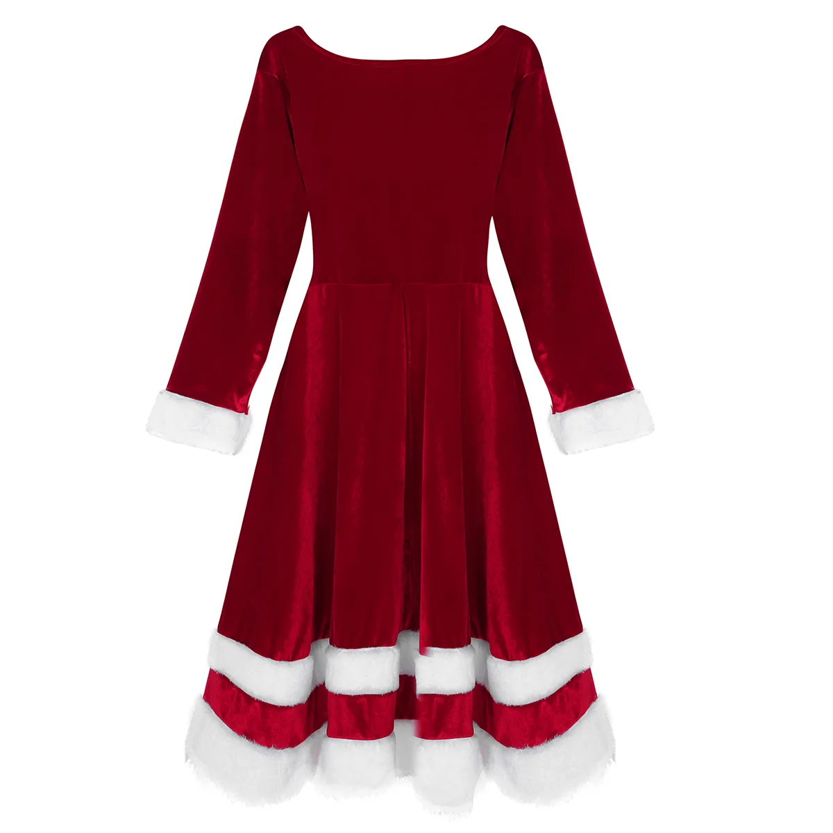 Зимнее женское платье Mrs Santa Клауса из мягкого вельвета с глубоким вырезом и