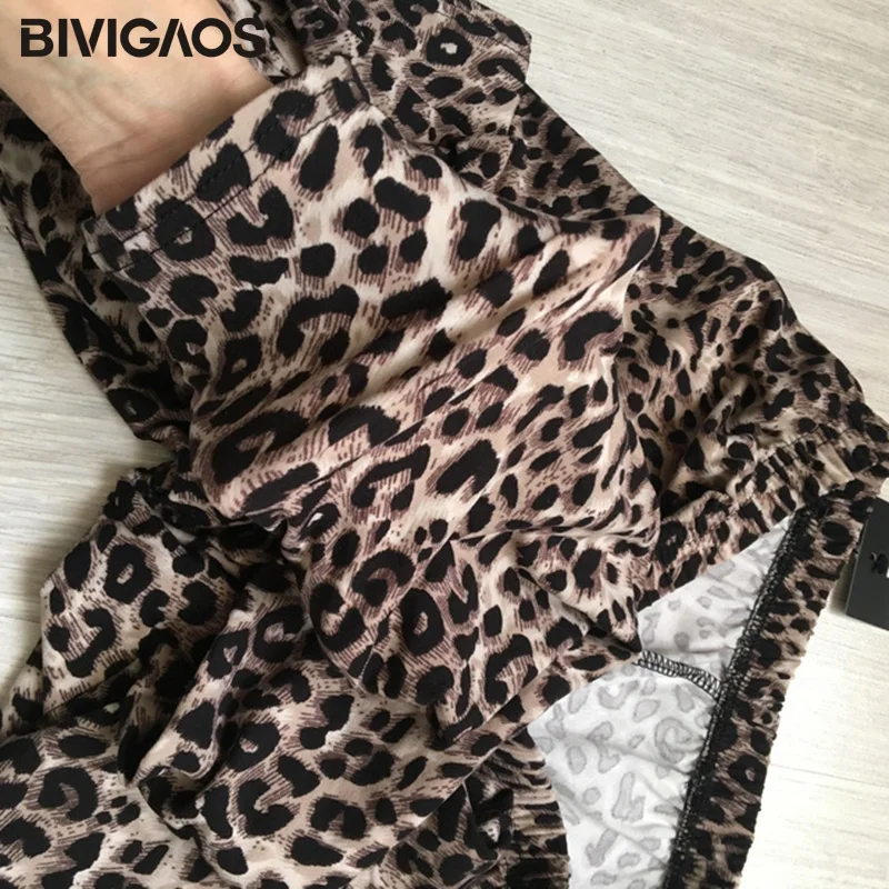 Bivigaos Стиль досуга Лето Весна Для женщин с детским принтом леопардовые леггинсы