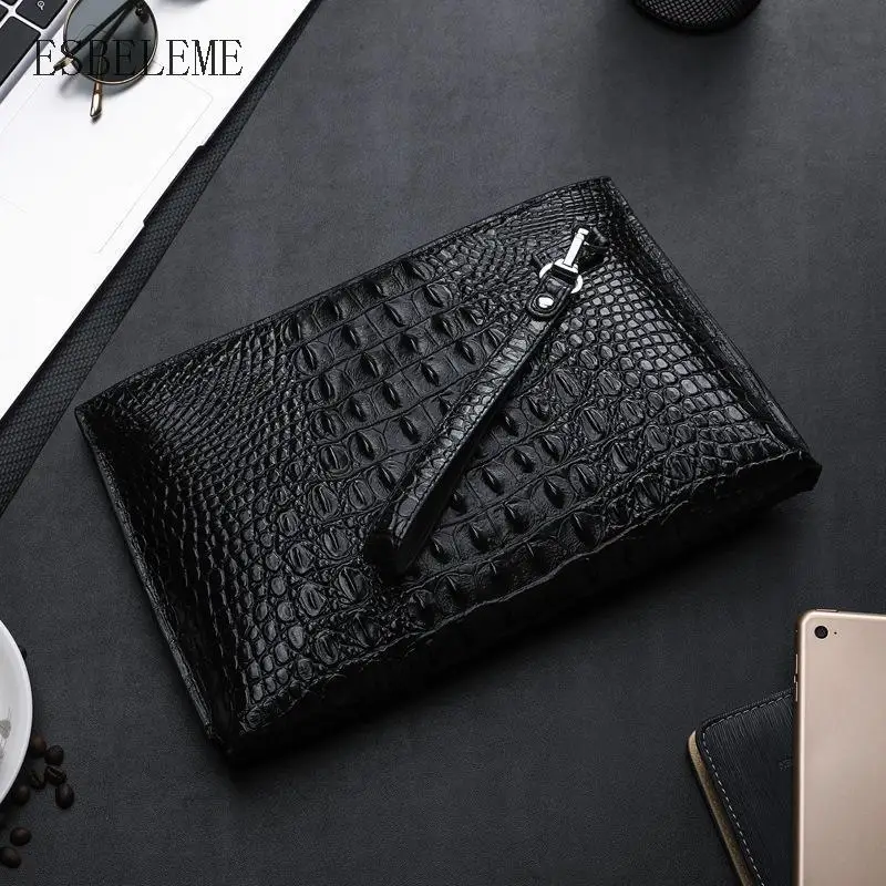 Новинка 2019 мужские клатчи бумажники для телефона черная натуральная деловая