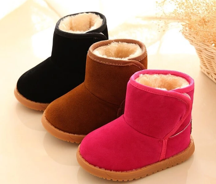 2018 зимние модные детские ботинки для девочек теплые плюшевые с мягкой подошвой