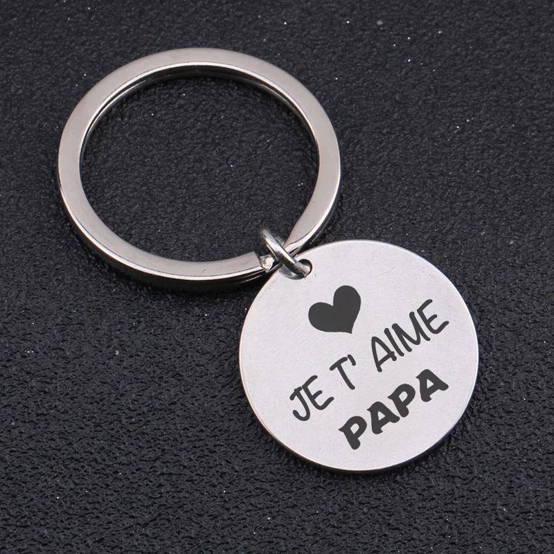 Новая мода Je T Aime Papa брелок для отцов подарки из нержавеющей стали брелоки мужчин