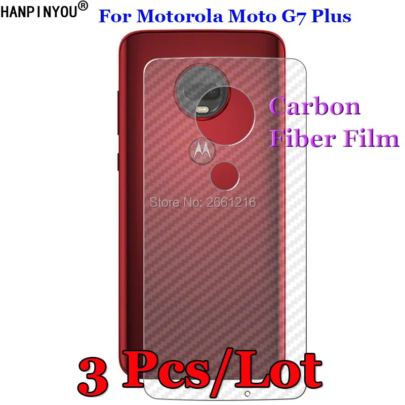 

3 Pcs/Lot For Motorola Moto G7 Plus 3D Non-slip Clear Carbon Fiber Back Film Screen Protector Protective Sticker (Not Glass)