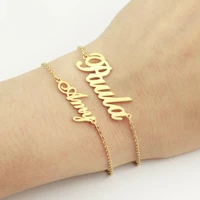 delicate birthday gifts personalized custom name bracelet chains bracelet women stainless steel brazaletes pulseras mujer
