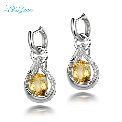 L& zuan желтый натуральный 5.14ct цитрин Висячие серьги для женщин S925 Серебряные серьги подарок на день Святого Валентина роскошные вечерние ювелирные изделия