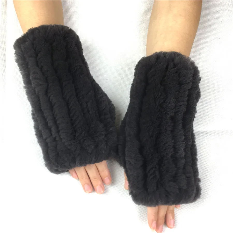 Liyafur Новый Для женщин натуральная Трикотажные Кролика Рекс Мех Зима пальцев
