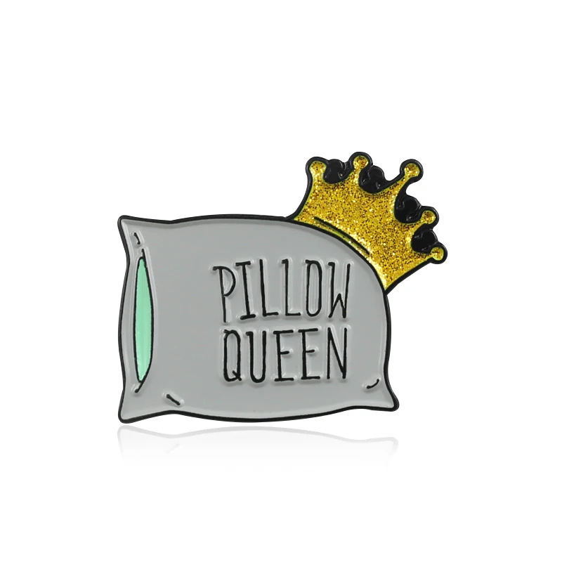 pillow Мультяшная персональная Подушка, кровать, брошь с символом, корона, светильник, подушка, королева, сон, так жестко, креативный, вязаный, платье, значок, аксессуары, подарки - Окраска металла: pillow