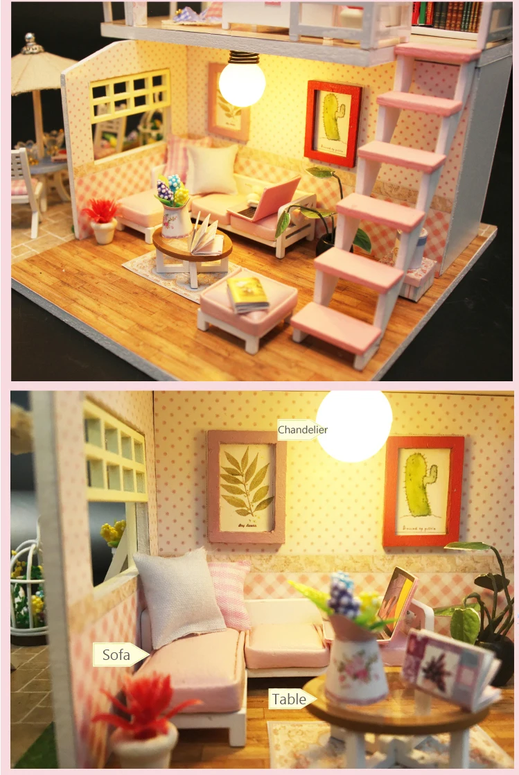 DIY Кукольный дом миниатюрный деревянный кукольный домик Miniaturas мебель игрушечный дом кукольные игрушки для подарка домашний декор ремесленные фигурки M33