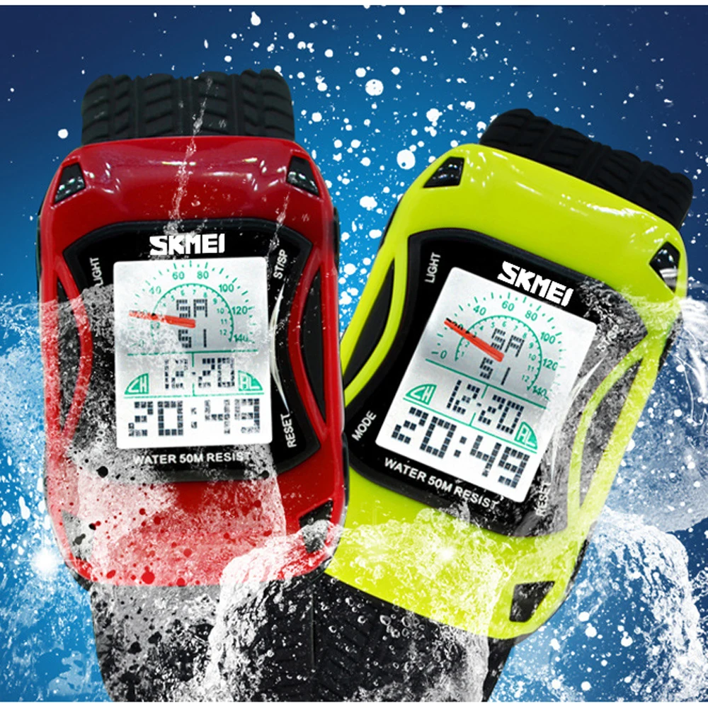 CdyBox Детский мальчик автомобиль форма часы светящиеся спортивные цифровые