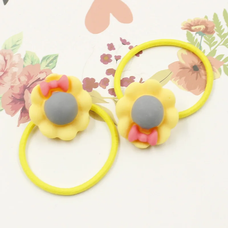 12PC Yellow Hat 12 шт./лот 3 см Детские резинки для волос аксессуары для волос модные милые резинки для волос Веревка для девочек детские головные уборы - Цвет: 12PC Yellow Hat