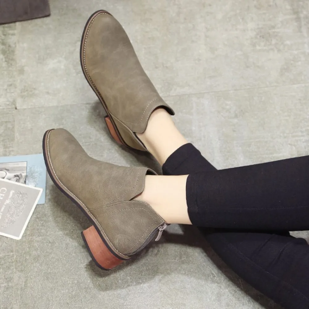 Модные женские Ботинки Martin ботильоны на толстом каблуке кожаные ботинки женская