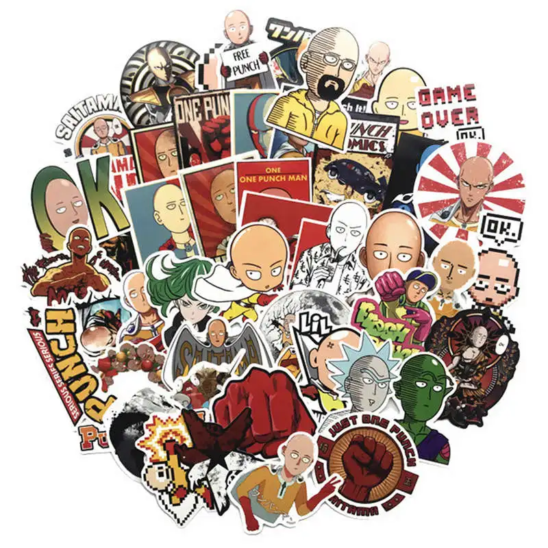 50 шт./компл. Япония Аниме ONE PUNCH MAN Saitama серии наклейки для ноутбука ПК скейтборд