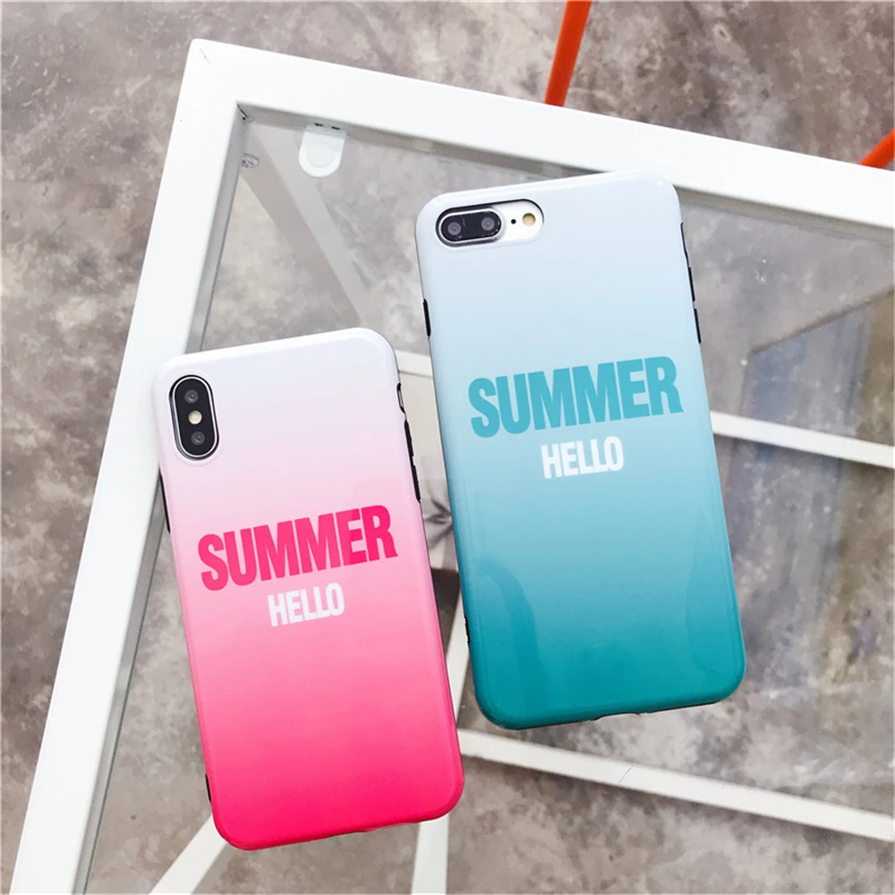 Чехлы для iphone 7 Hello летом прохладно Стиль синий и красный цвета градиентные Цвет