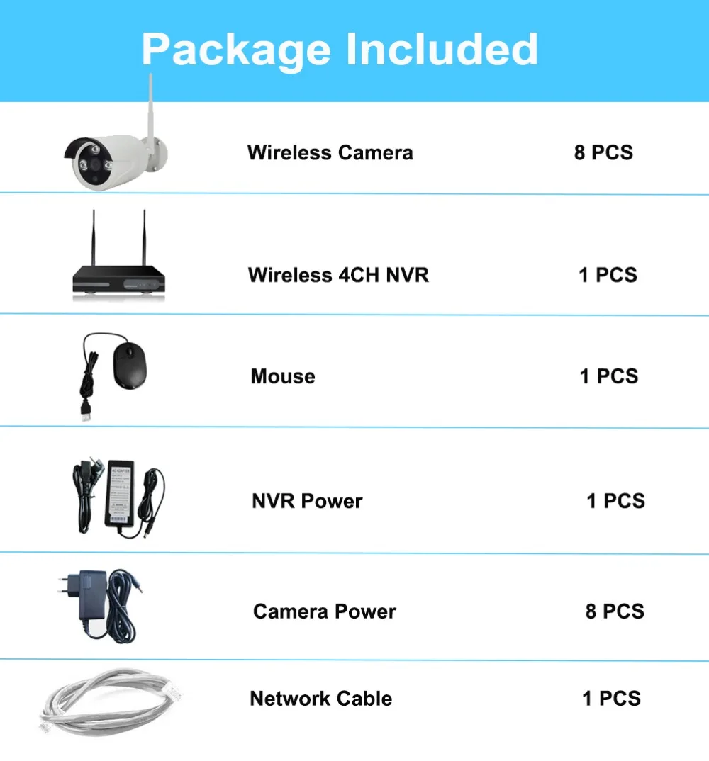 Plug and Play CCTV Системы Беспроводной 960 P NVR 8 шт. 1.3MP ИК IP66 открытый P2P Wi-Fi ip-cctv безопасности камера Системы комплект видеонаблюдения