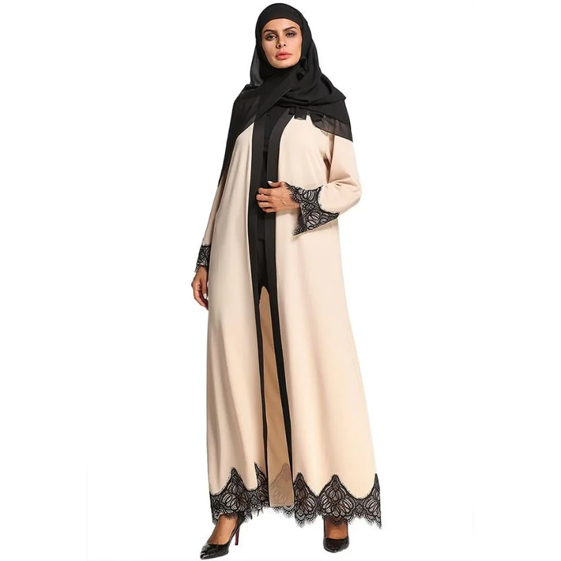 Оптовая Продажа взрослых кружевной стеганый шифоновый Abayas 2018 натуральная