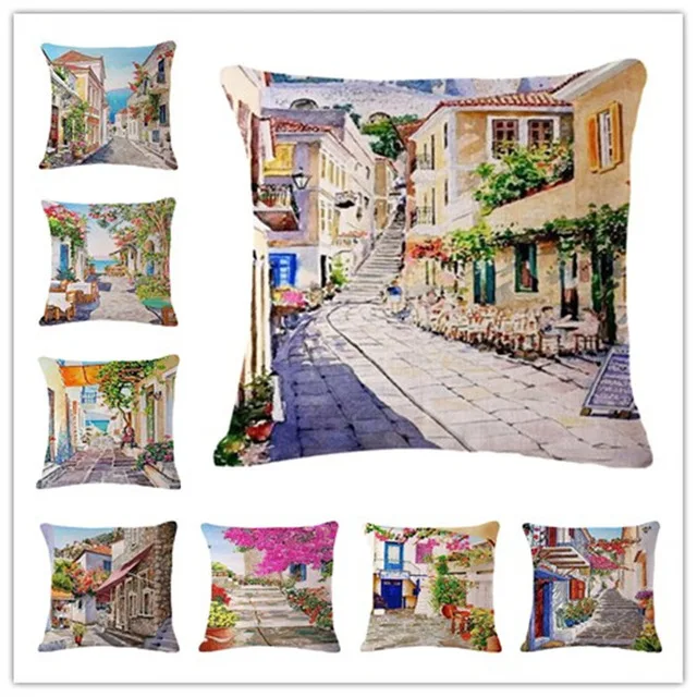 

The European country Style 45*45cm Square Home Decorative Pillow Music Note Printed Throw Pillows Car Home Decor Cushion Cojines