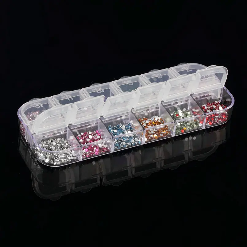 3000 шт микс 12 цветов Круглый Круг Rhinestore украшение с жестким чехлом для гибкий