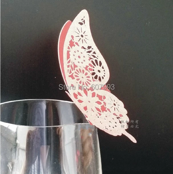 Лазерная резка бабочка место карты Свадебная вечеринка кубок бокал украшения