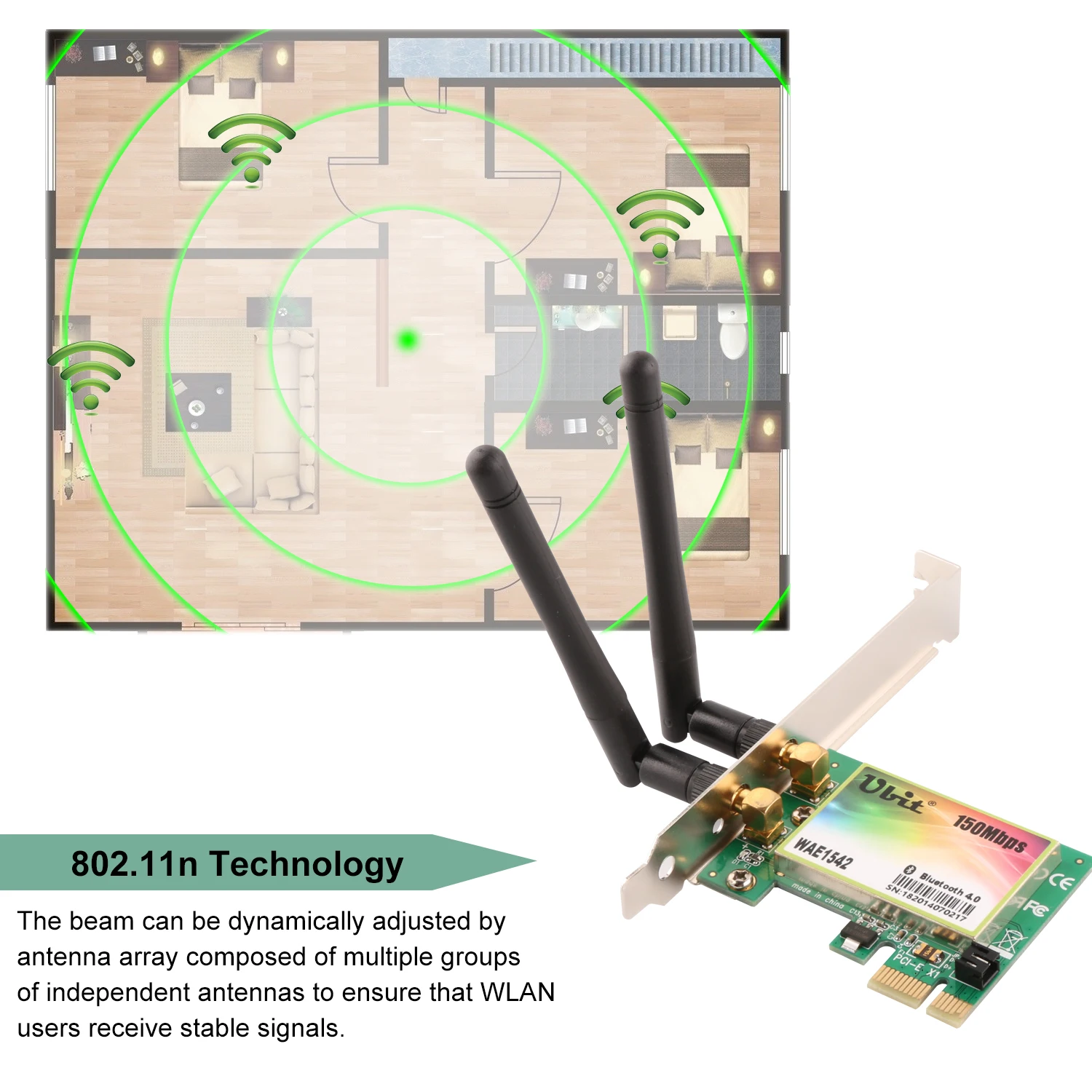 Ubit Bluetooth 4 0 настольная беспроводная сетевая карта PCI Express с функцией 2 4G 150M для ПК