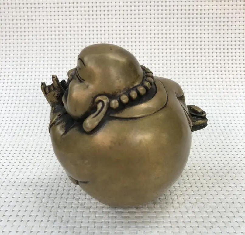 Античная бронза Коллекция Латунь украшения Майтрейя приятель Будды удачу