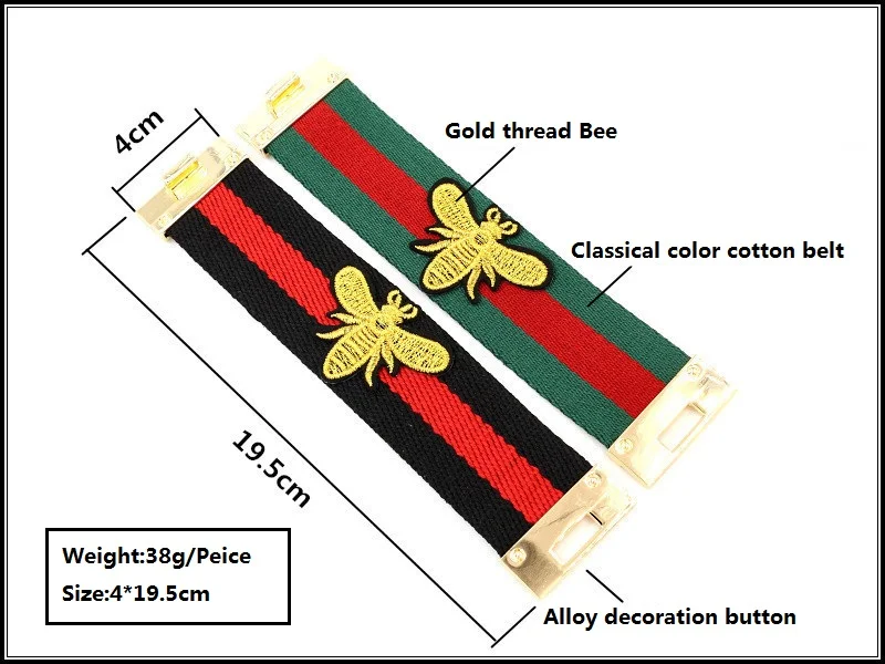 Новый корейский ручной браслет с вышивкой Золотой пчелы в полоску из хлопковой