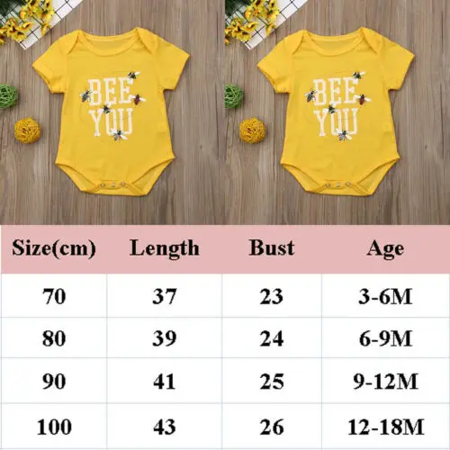 Милый хлопковый комбинезон с короткими рукавами и принтом пчелы для