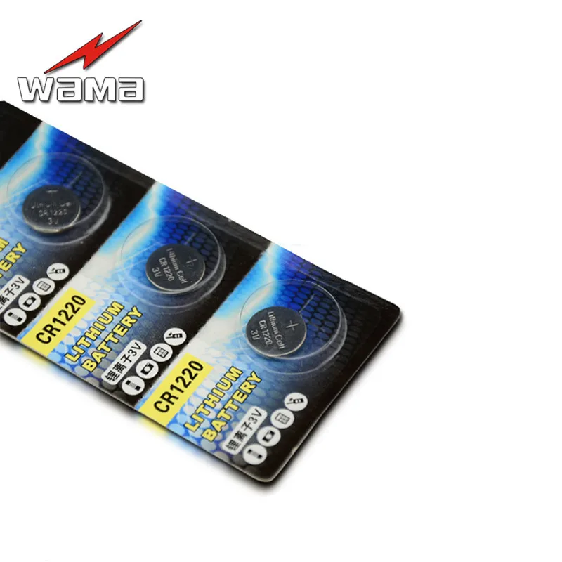 10x Wama CR1220 батарейки таблеточного типа 3 V DL1220 LM1220 ключи Дистанционного Управление Батарея цифровой Камера литий Миниатюрный элемент питания