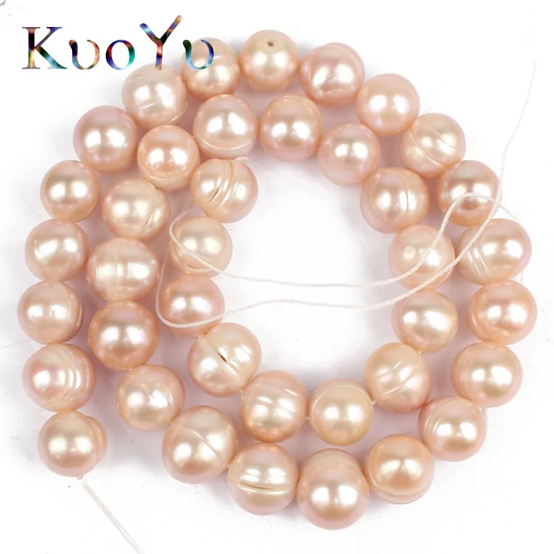 Pink AAA бусины из натурального белого жемчуга высокого качества, круглые бусины из пресноводного жемчуга для изготовления браслетов и ожерелий размером 15 Дюймов, 10-11 мм - Цвет: Pink