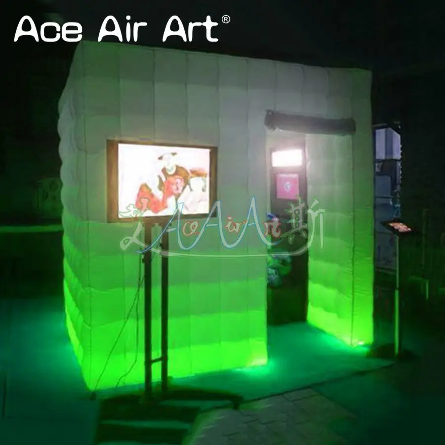 

Brighter led RGB inflatable photo booth cabinet enclosure,selfie photographer kiosk with free props for festival entertainment