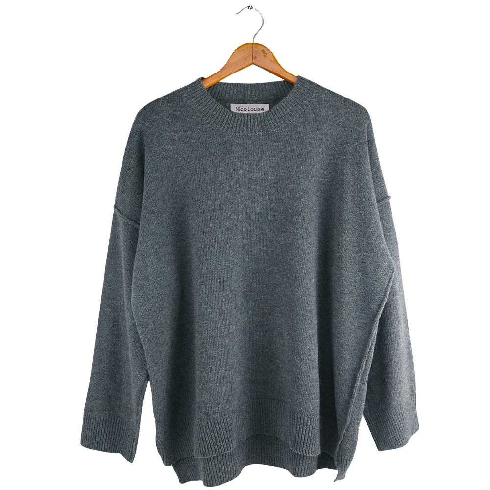 2018 для женщин сплошной свитер пуловер с длинными рукавами Вязание джемпер модная