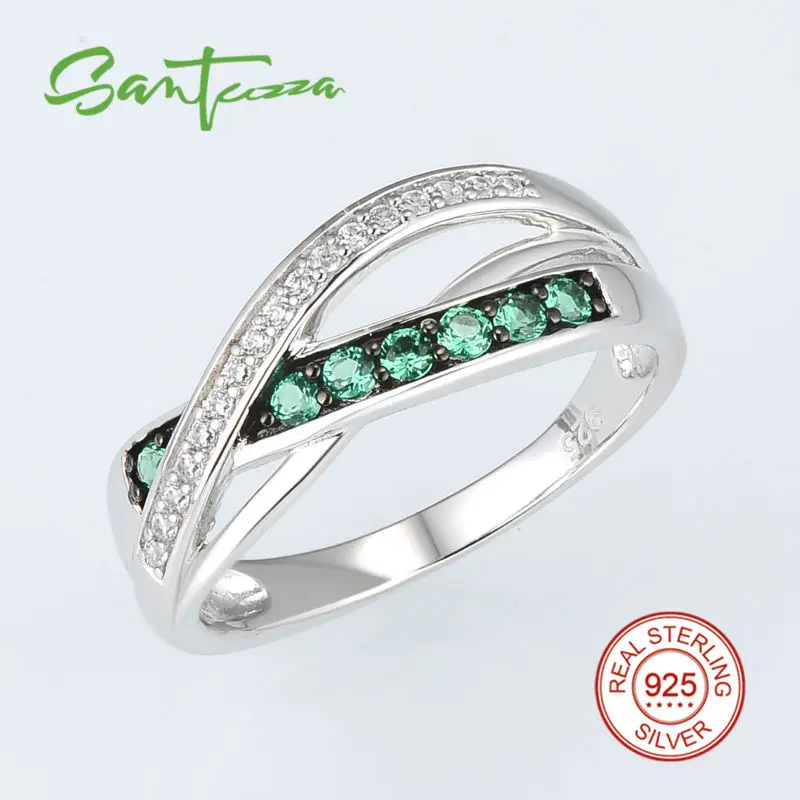 SANTUZZA, серебряные кольца для женщин, 925 пробы, серебряные, натуральные, зеленые камни, кольца для девушек, женские, вечерние, модные ювелирные изделия