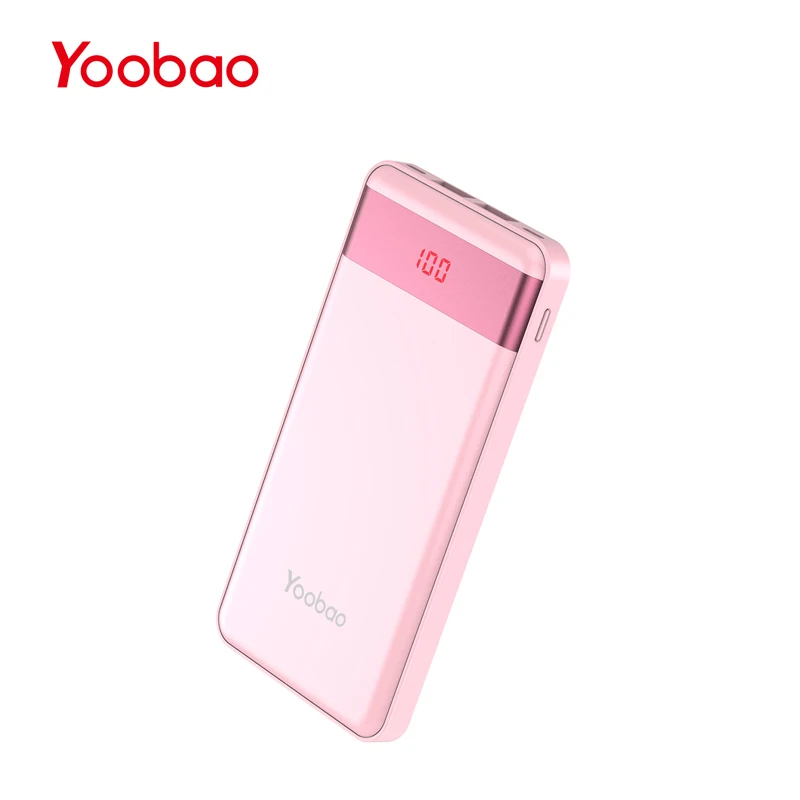 Yoobao, маленький внешний аккумулятор для Xiaomi Mi, 10000 мА/ч, светодиодный Pover Bank, портативное зарядное устройство, внешний аккумулятор, повербанк для iPhone 7, SE, телефона - Цвет: pink