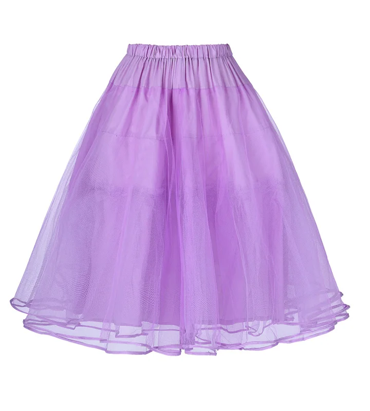 8 Wisteria Belle Poque, Модные цветные женские ретро юбки, одноцветные, винтажные, 3 слоя, тюль, сетка, кринолин, юбка, бальное платье, Нижняя юбка - Цвет: 8 Wisteria