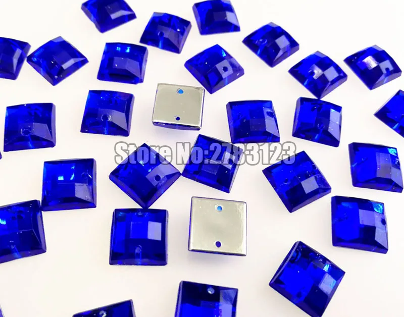50 шт. Royalblue квадратный Превосходное качество акрил пришить стразы с двумя отверстиями, diy/аксессуары для одежды SWYS04