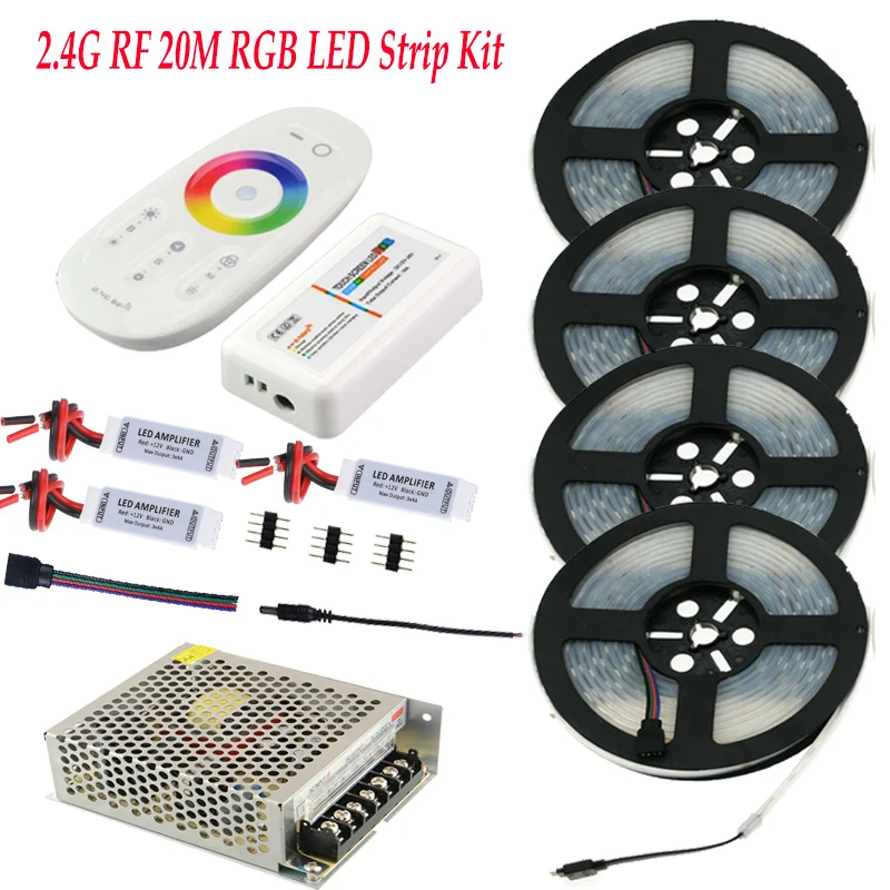 Водонепроницаемая светодиодная лента 5050 IP67 RGB полный комплект: 20 м 15 10 2 4 ГГц