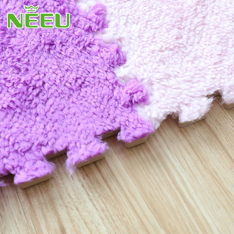 Neeu/9 шт./партия Мягкий Лохматый замшевый детский игровой коврик из пеноматериала EVA, детский коврик, блокирующий упражнения, ползучие плитки, Напольный пазл, ковер для детей