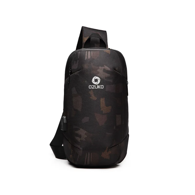 Camouflage OZUKO сумки через плечо, нагрудная сумка, Мужская Противоугонная модная мужская iPad сумка через плечо, зарядка через usb, водонепроницаемый слинг, новинка - Цвет: Camouflage
